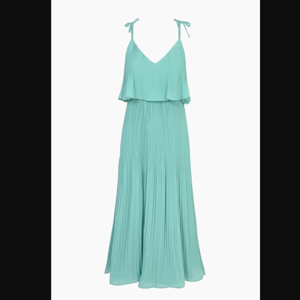 NAYLA OVERLAY PLEATED MIDI DRESS